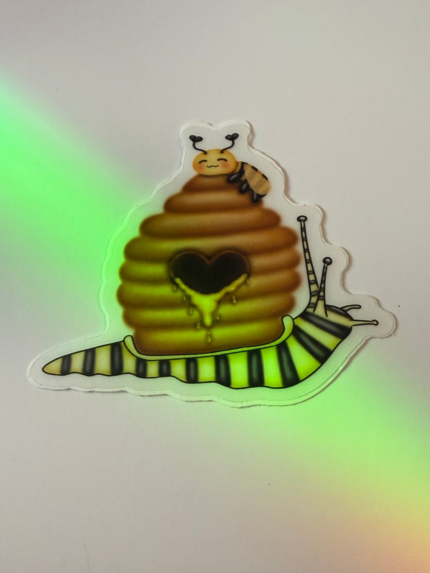 Bubble Bee Themed Snail Sticker (clear)