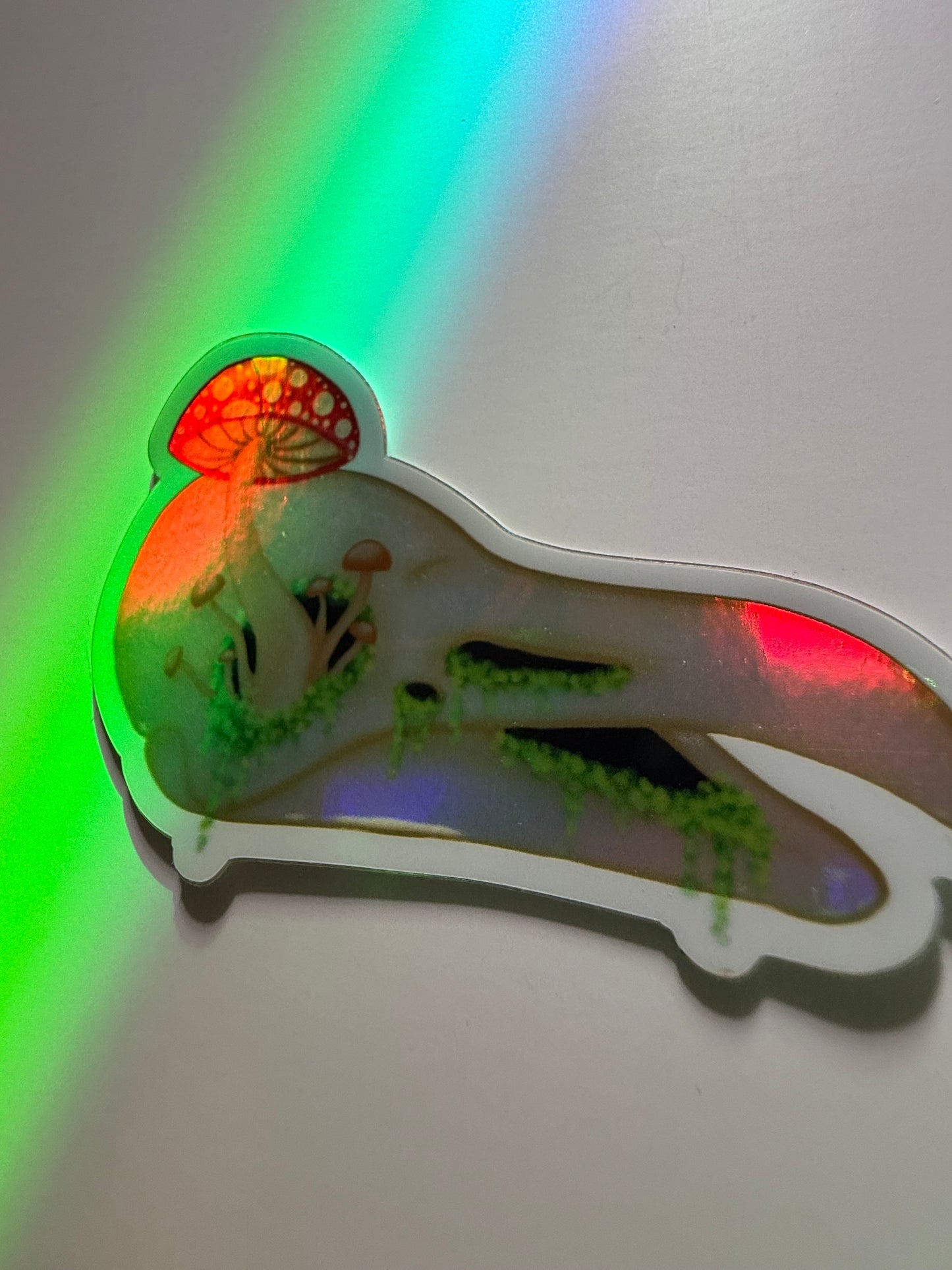Holographic Raven Skull + Mushrooms