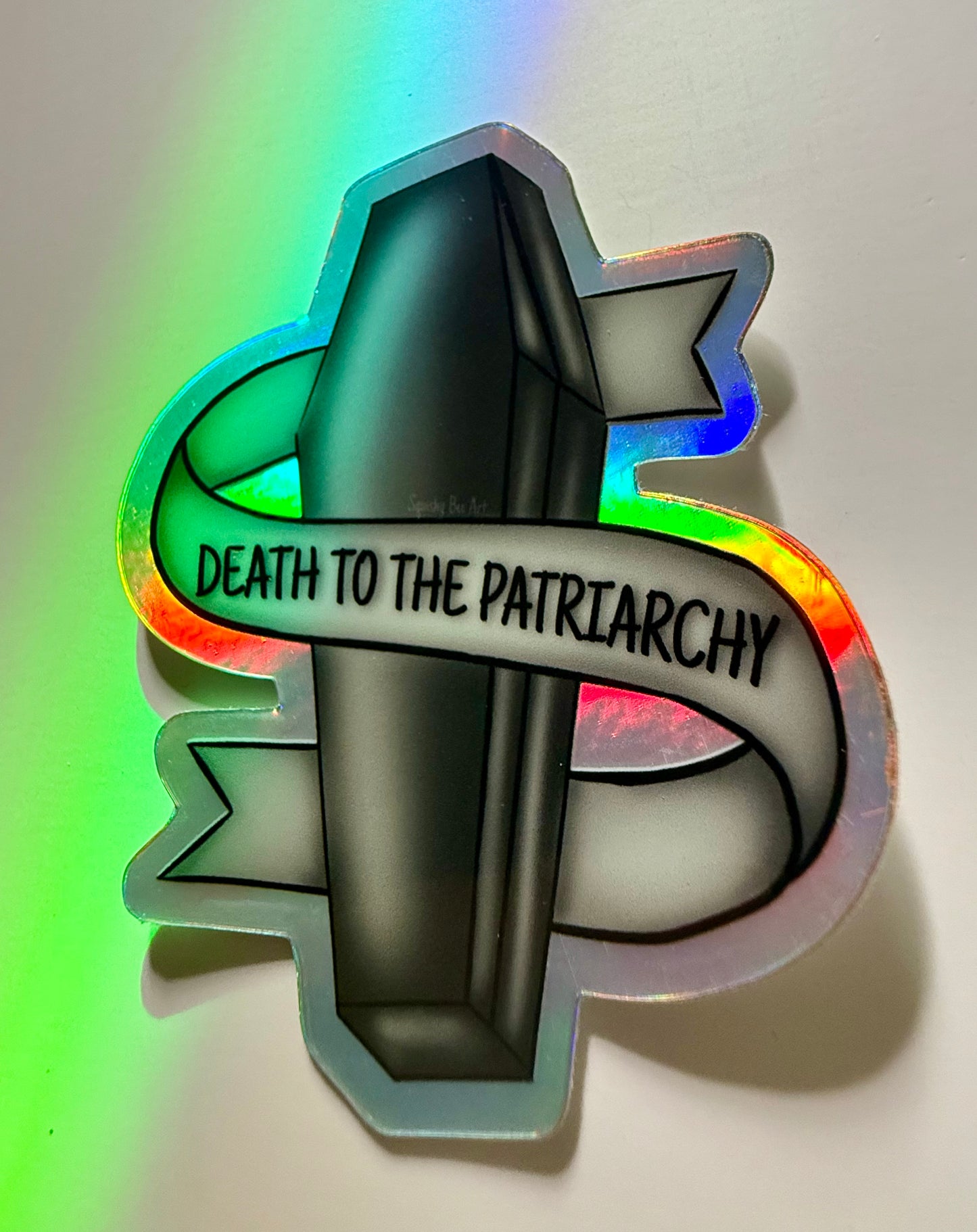 Holographic Death To The Patriarchy Sticker (Coffin)