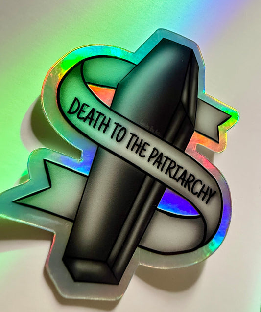 Holographic Death To The Patriarchy Sticker (Coffin)