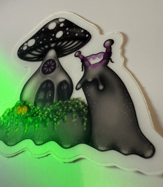 Halloween Themed Snail With Mushroom Cottage (clear)