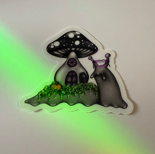 Halloween Themed Snail With Mushroom Cottage (clear)