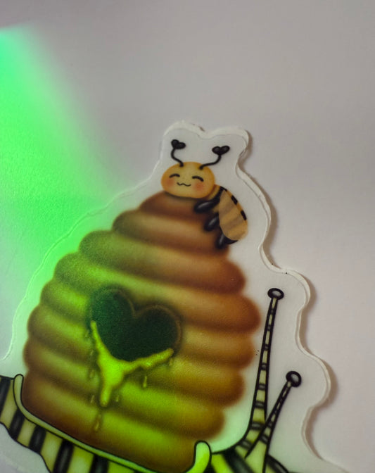 Bubble Bee Themed Snail Sticker (clear)