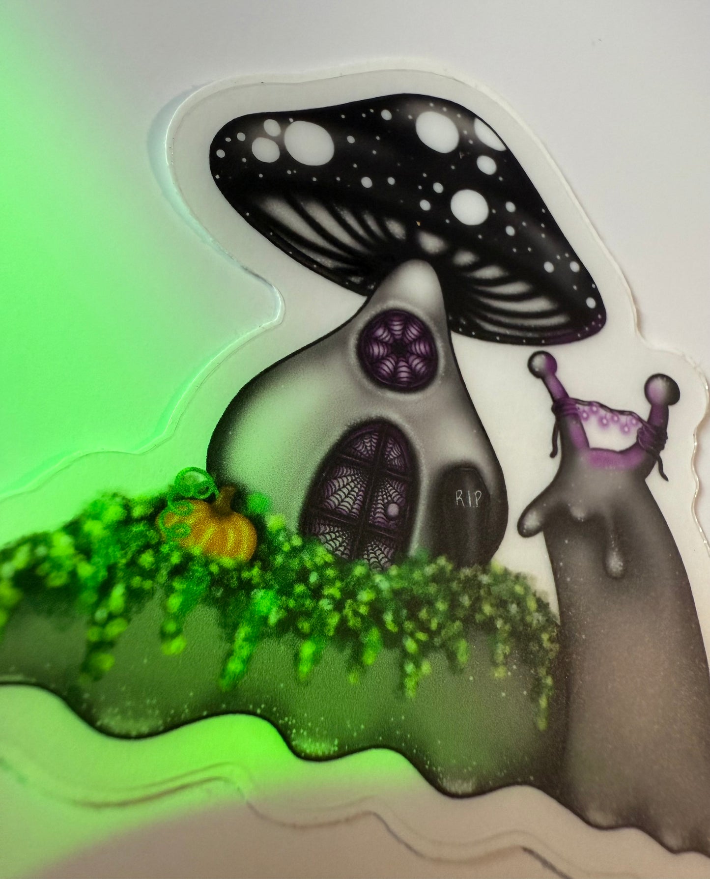 Halloween Themed Snail With Mushroom Cottage (clear)