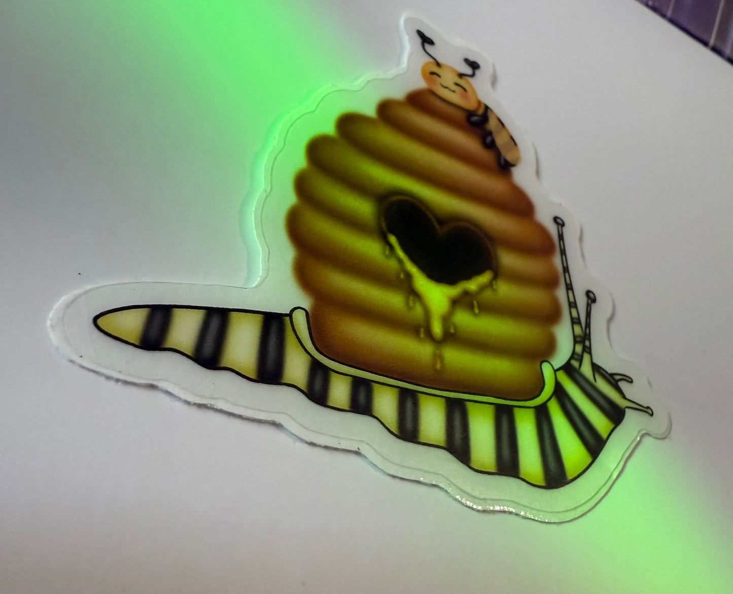 Bubble Bee Themed Snail Sticker (clear)
